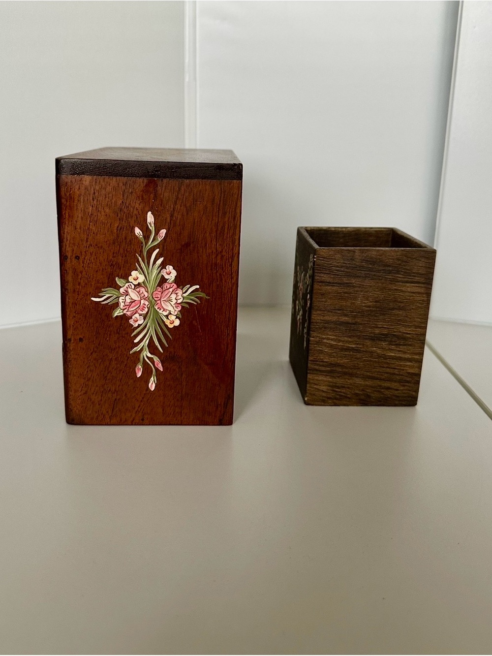 Wooden Hand Painted Flower Storage 3-Drawer and Pen/Pencil Hand Painted Cup - Picture 9 of 11